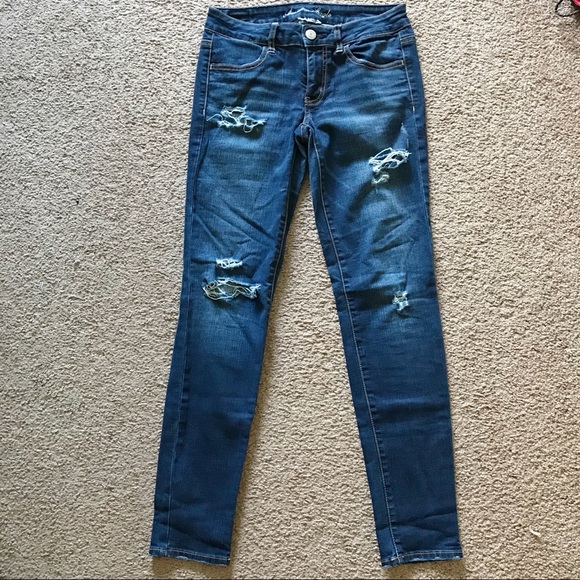 American Eagle Dark Wash Distressed Jegging - Picture 2 of 3